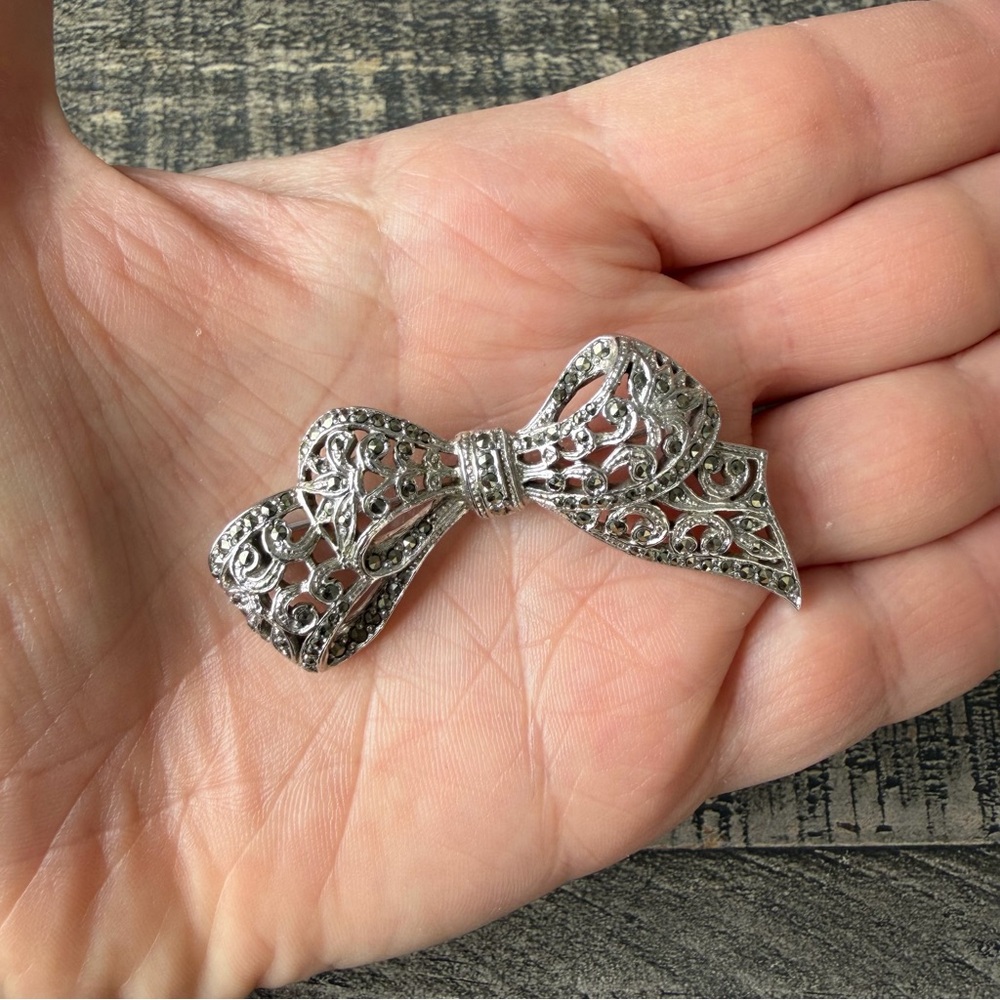 Vintage Marcasite Bow Brooch